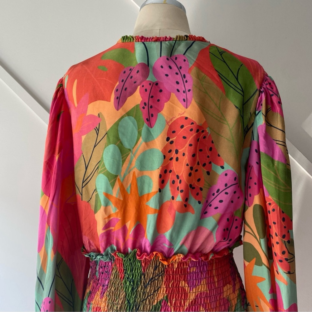 X SOLD X Farm Rio Sweet Forest Long Sleeve Mini Dress - L - Picture 9 of 15